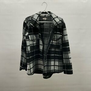 Faherty Black and Gray Plaid Fleece Shacket